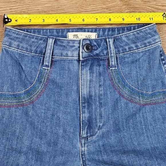 Madewell Emmett Rainbow Stitched Edition Medium Wash Wide Leg Crop Jean - Picture 13 of 16